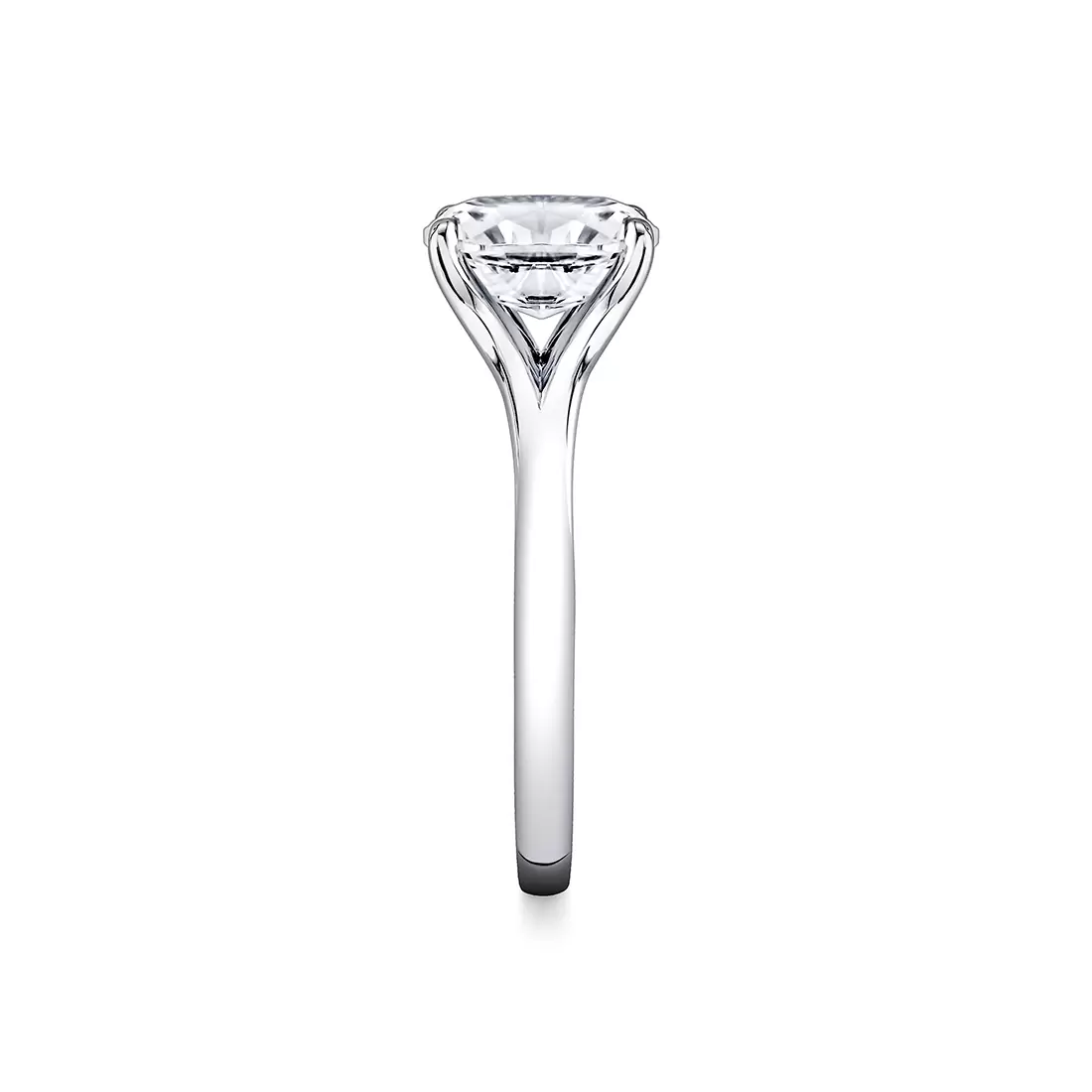 White Gold Iconelle Solitaire Shell Taper Engagement Ring - Vera
