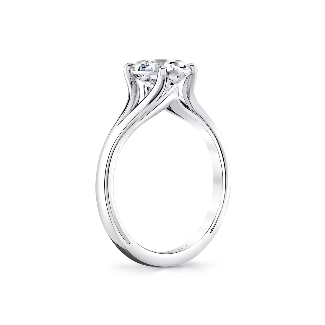 White Gold Iconelle Solitaire Shell Taper Engagement Ring - Vera
