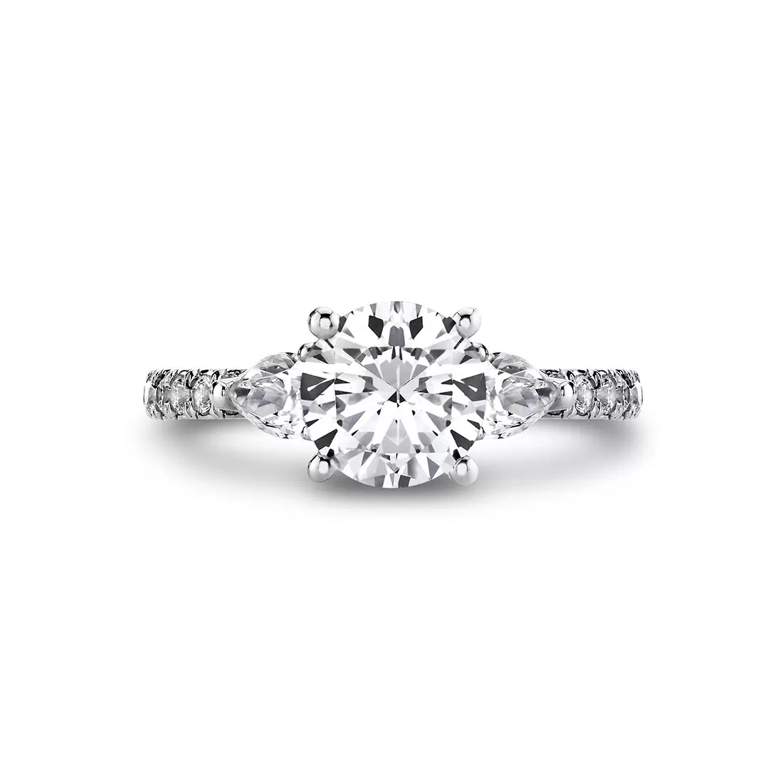 Yellow Gold Iconelle Two Tone Three Stone Engagement Ring - Nora