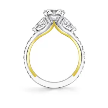 Yellow Gold Iconelle Two Tone Three Stone Engagement Ring - Nora
