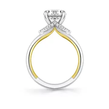 Yellow Gold Iconelle Diamond Shell Tip Collar Two Tone Engagement Ring - Yvonne