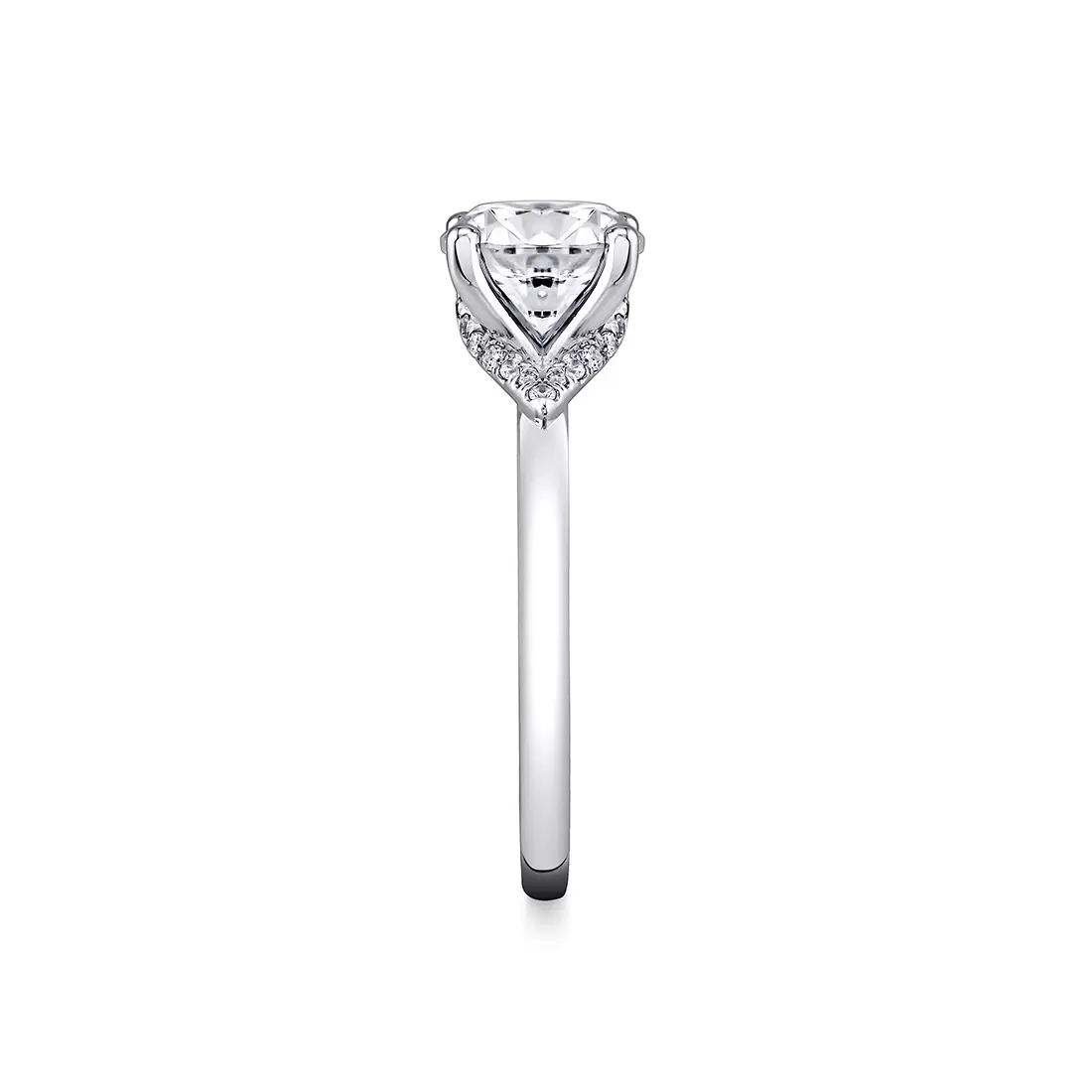 Yellow Gold Iconelle Diamond Shell Tip Collar Two Tone Engagement Ring - Yvonne