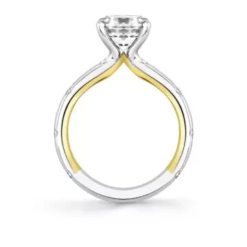 Yellow Gold Iconelle Two Tone Shell Flush Set Engagement Ring - Anya