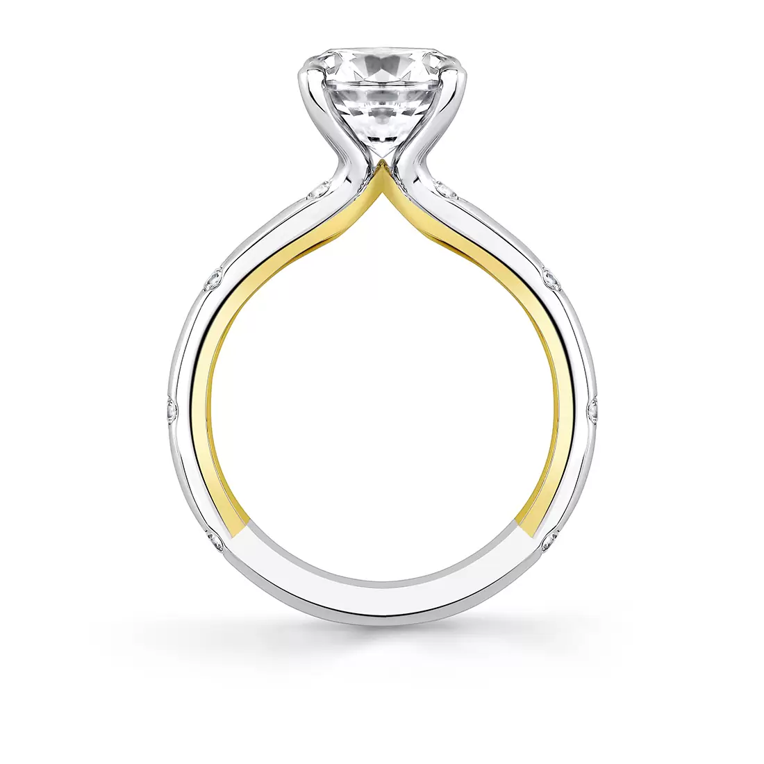 iconelle two tone shell flush set engagement ring