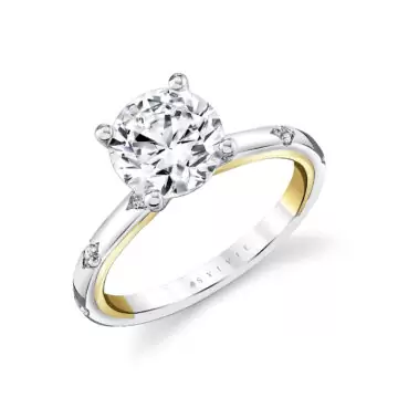 Yellow Gold Iconelle Two Tone Shell Flush Set Engagement Ring - Anya