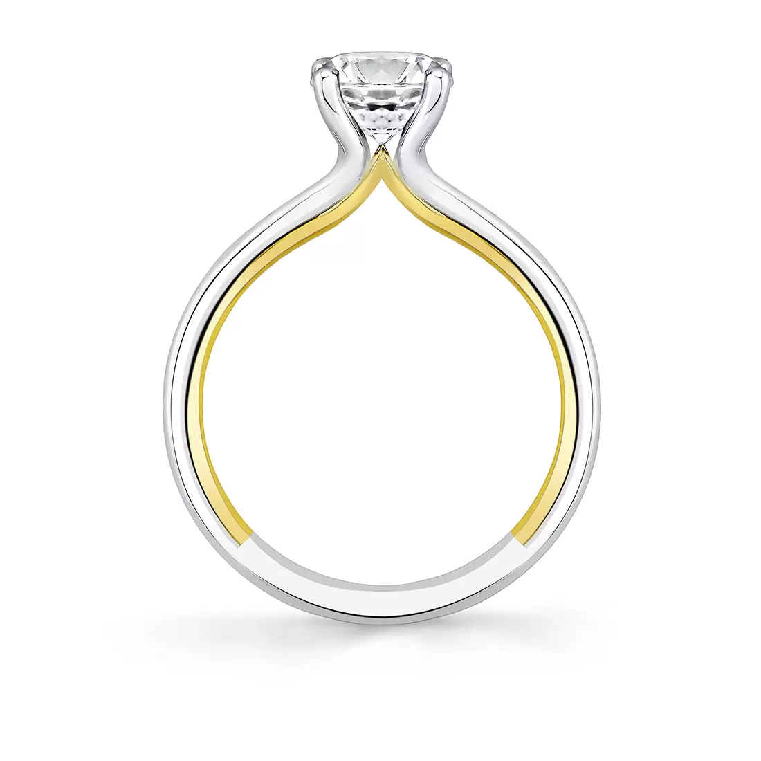 Iconelle solitaire two tone engagement ring