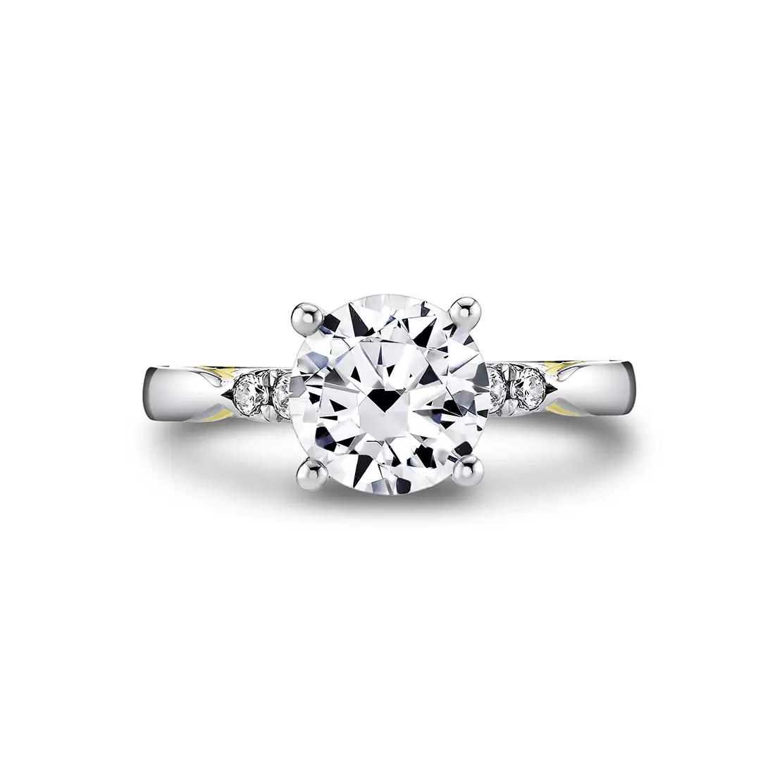 Yellow Gold Iconelle Quarterway Pinch Two Tone Engagement Ring - Corinne