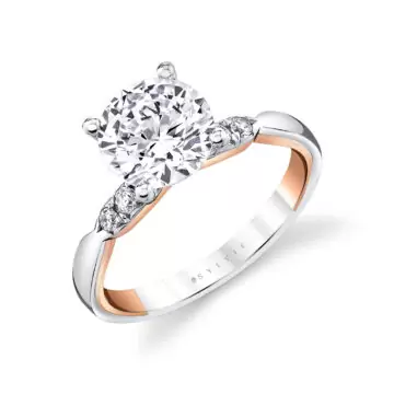 Yellow Gold Iconelle Quarterway Pinch Two Tone Engagement Ring - Corinne