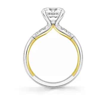 Yellow Gold Iconelle Quarterway Pinch Two Tone Engagement Ring - Corinne