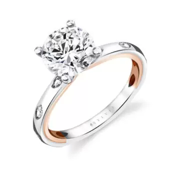 Yellow Gold Iconelle Flush Set Marquise Two Tone Engagement Ring - Lydia