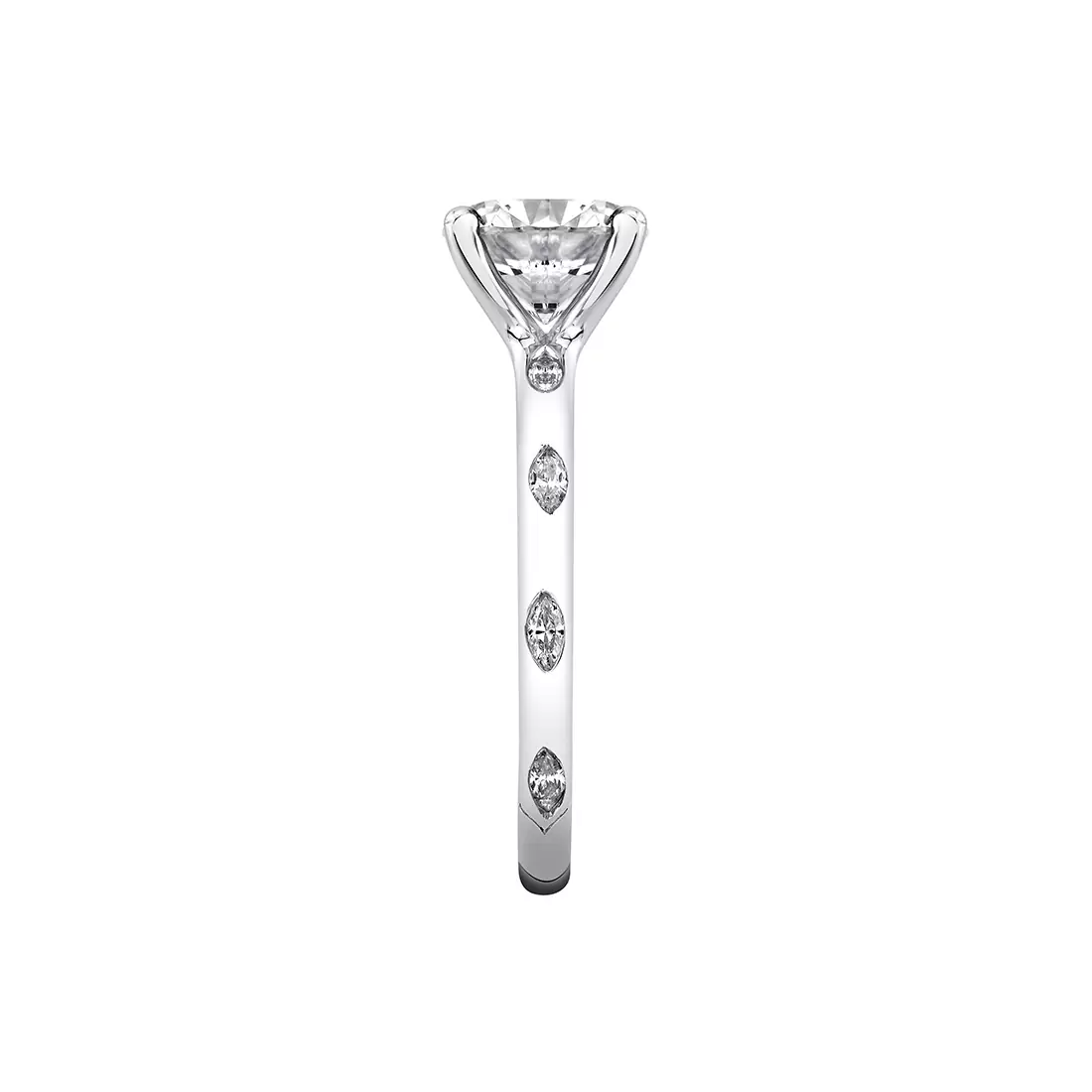 Yellow Gold Iconelle Flush Set Marquise Two Tone Engagement Ring - Lydia