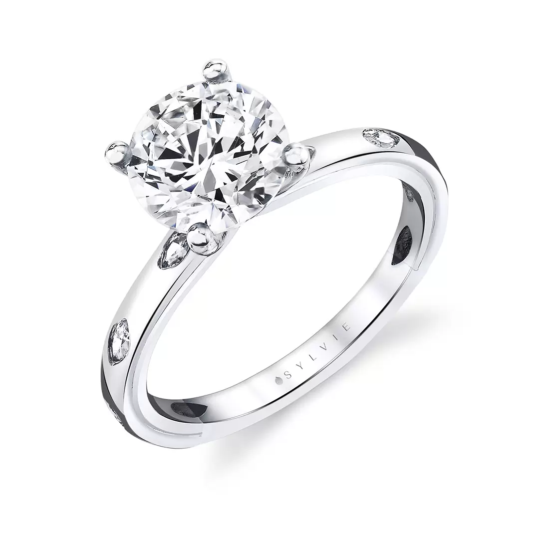 Yellow Gold Iconelle Flush Set Marquise Two Tone Engagement Ring - Lydia