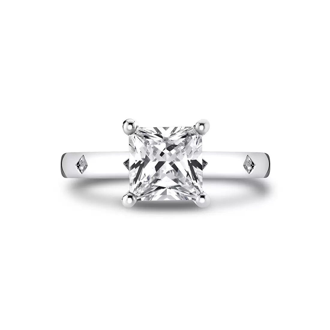 White Gold Iconelle Flush Set Princess Engagement Ring - Elizabeth