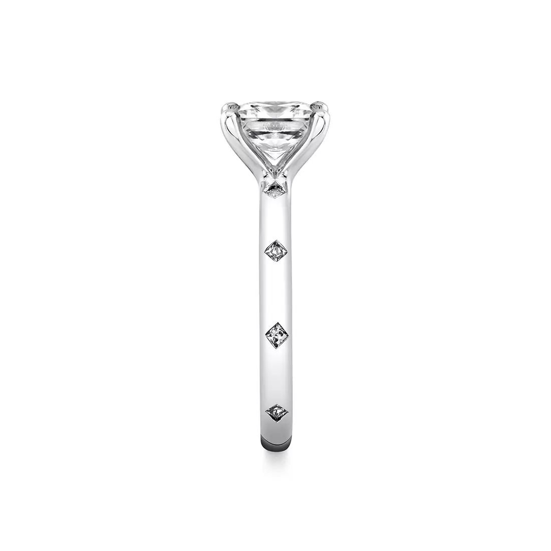 White Gold Iconelle Flush Set Princess Engagement Ring - Elizabeth