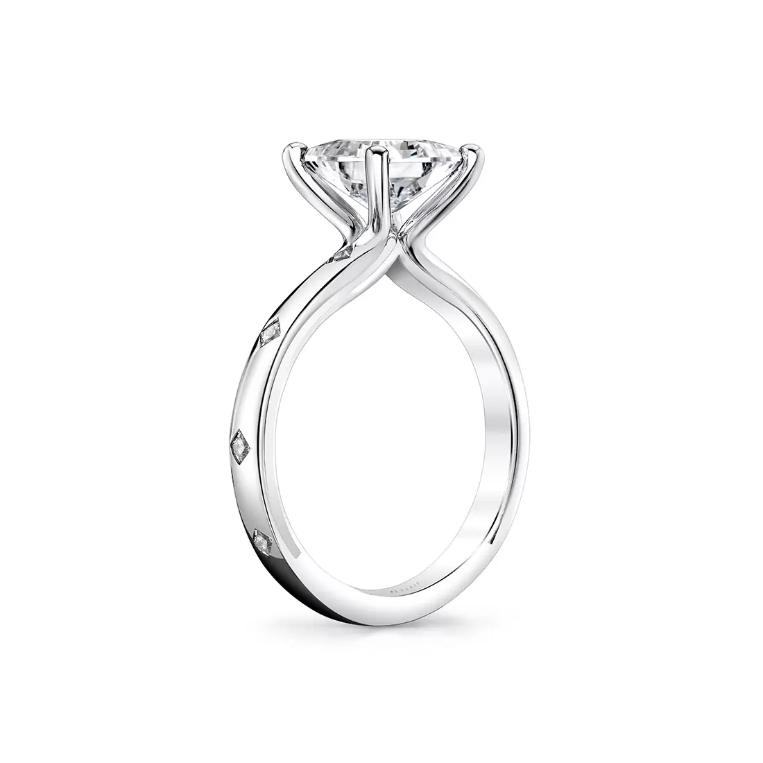 White Gold Iconelle Flush Set Princess Engagement Ring - Elizabeth