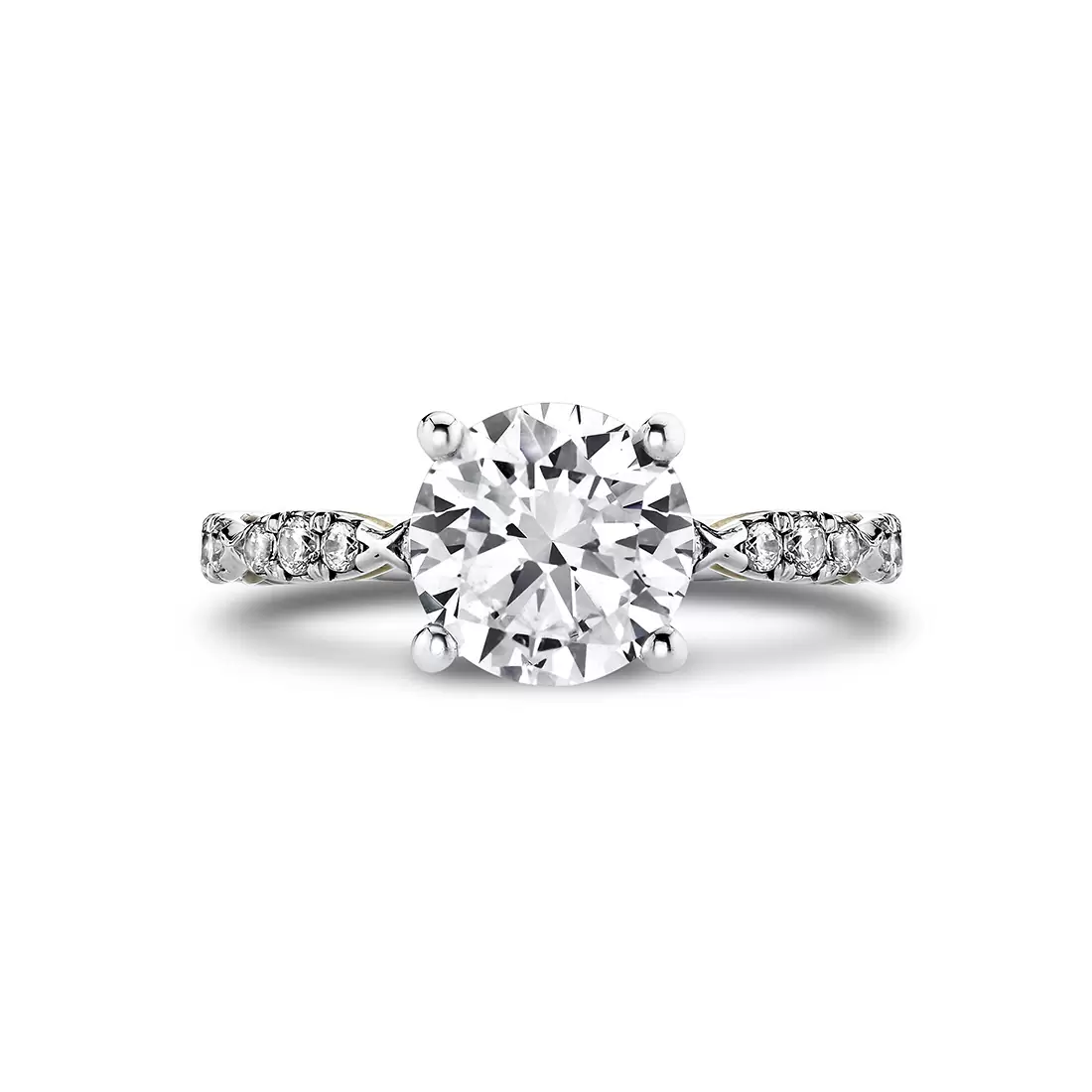 Iconelle two tone pinched engagement ring