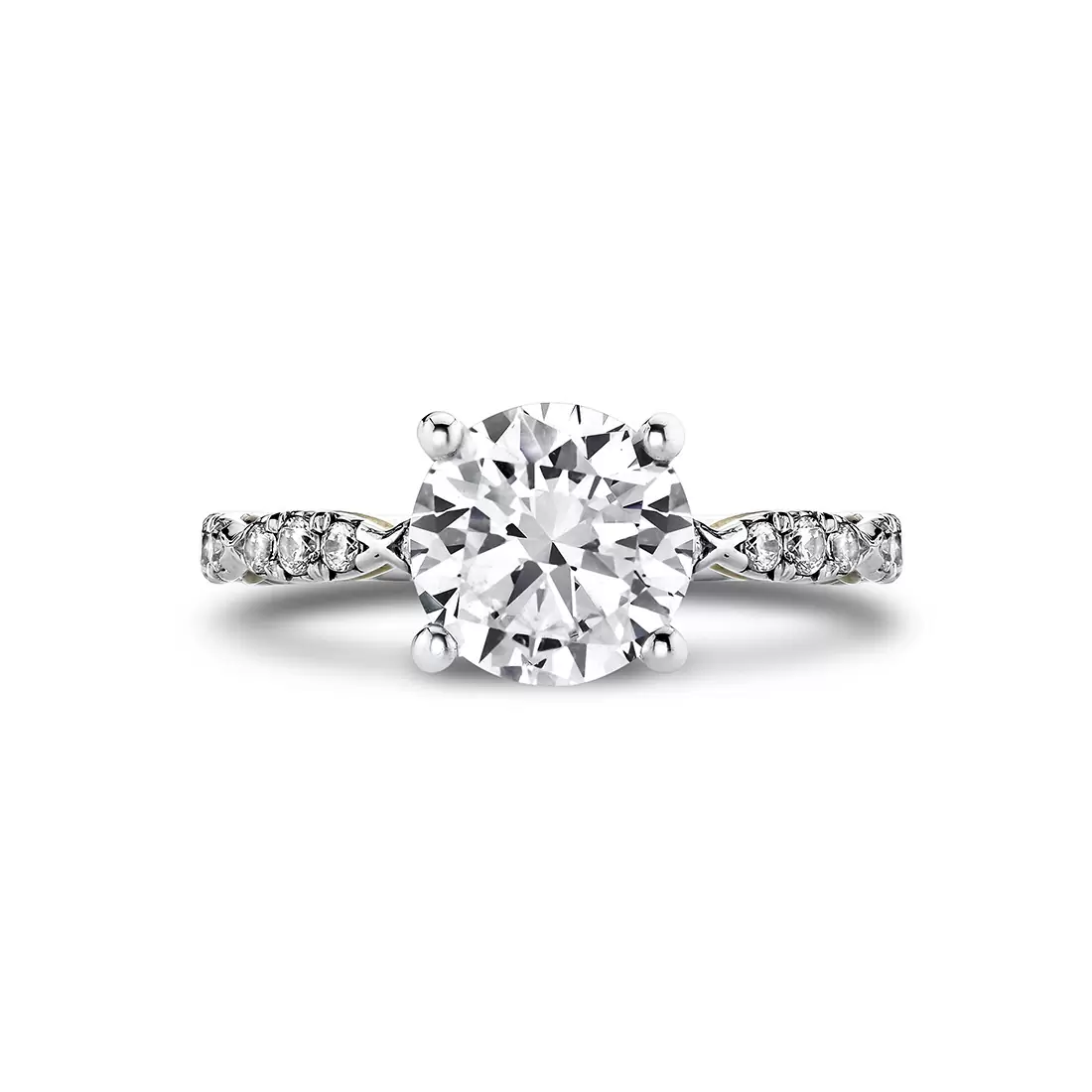 Yellow Gold Iconelle Two Tone Pinched Engagement Ring - Josephine