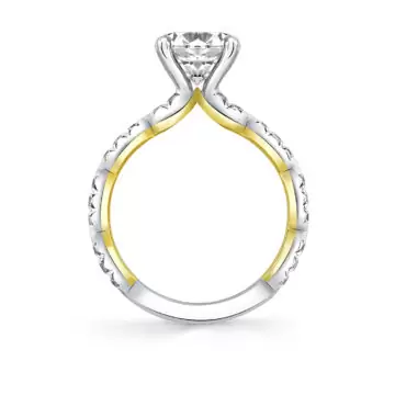 Yellow Gold Iconelle Two Tone Pinched Engagement Ring - Josephine