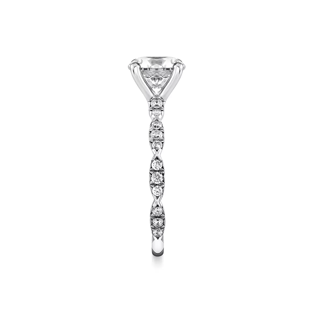 Yellow Gold Iconelle Two Tone Pinched Engagement Ring - Josephine