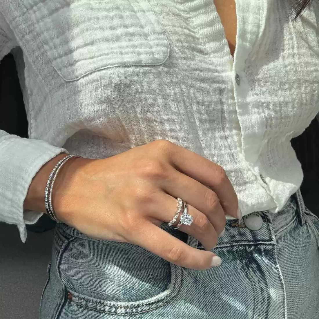 iconoic solitaire engagement ring and wedding ring