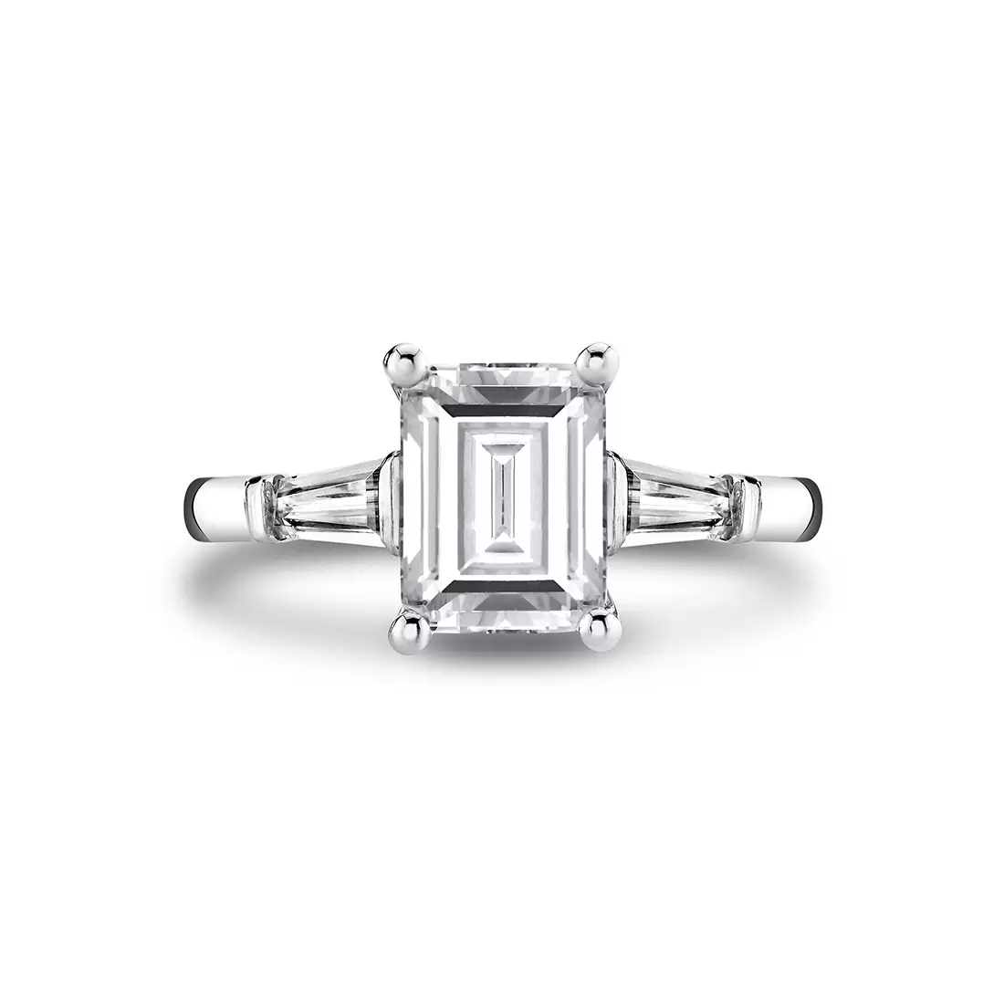 White Gold Iconelle Solitaire Three Stone Engagement Ring - Evelyn