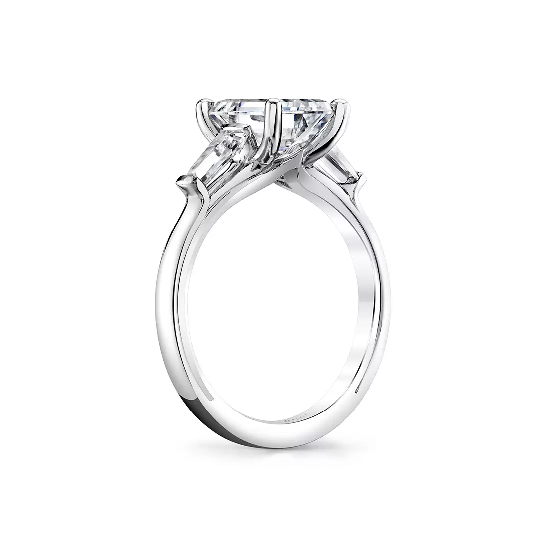 White Gold Iconelle Solitaire Three Stone Engagement Ring - Evelyn