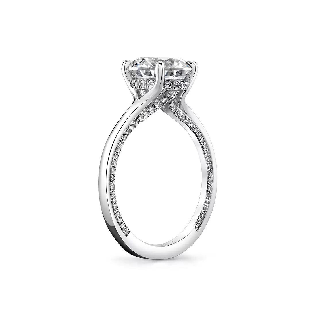 White Gold Iconelle Solitaire Hidden Halo Engagement Ring - Tilda