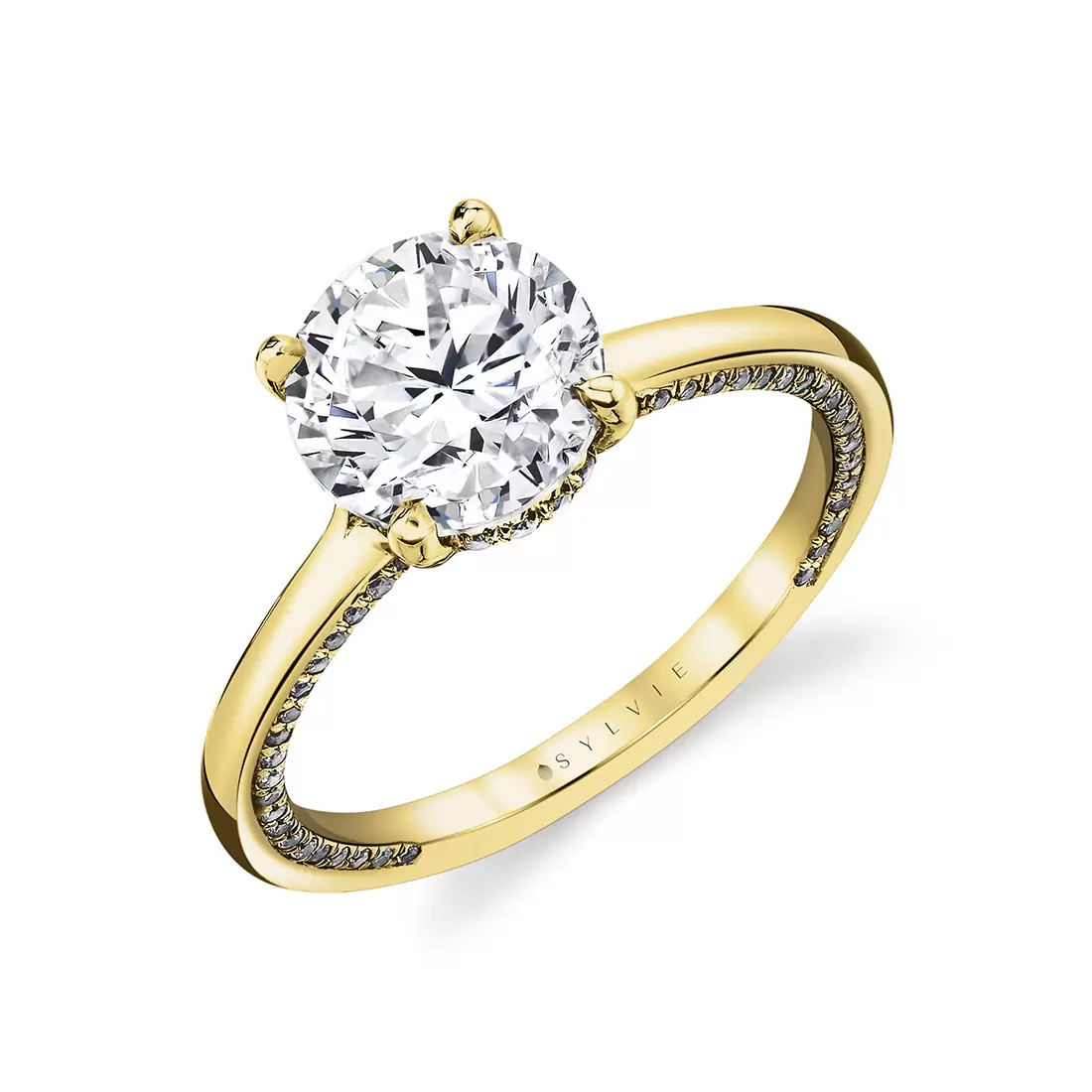 White Gold Iconelle Solitaire Hidden Halo Engagement Ring - Tilda