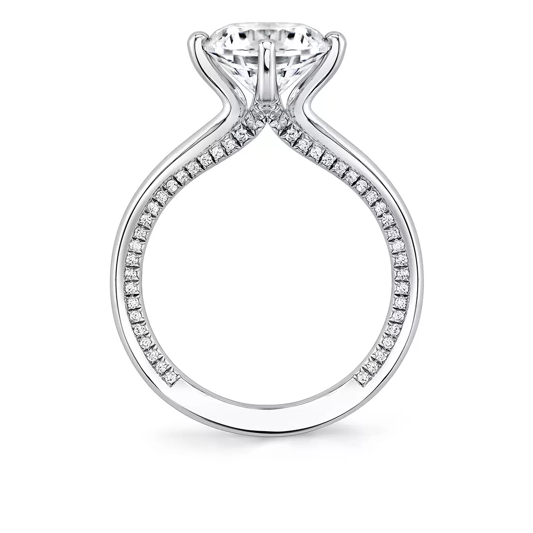 White Gold Iconelle Solitaire Compass Set Engagement Ring - Kate