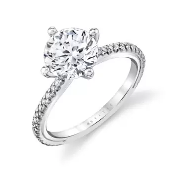 White Gold Iconelle Compass Set Engagement Ring - Uma