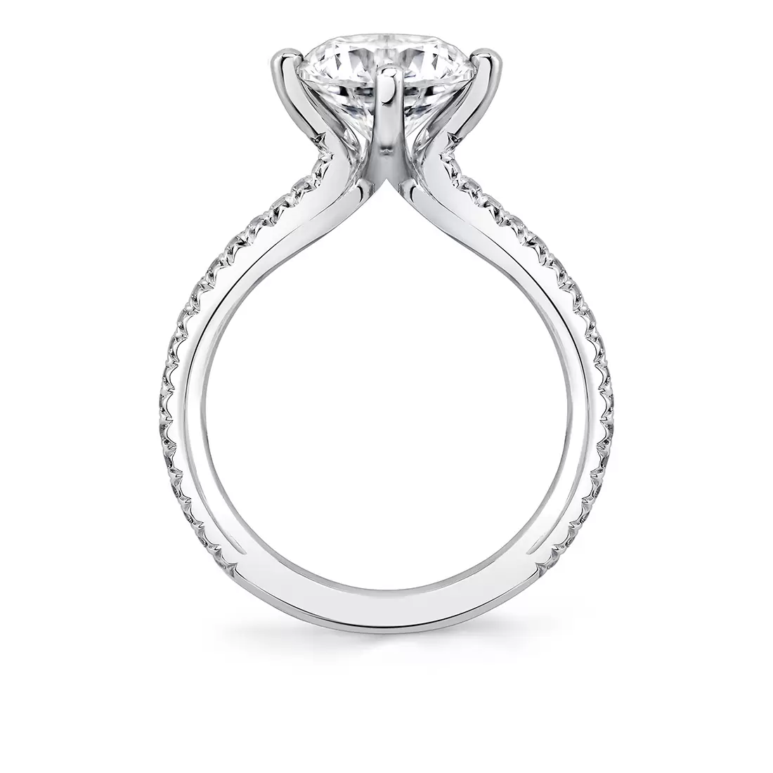 White Gold Iconelle Compass Set Engagement Ring - Uma