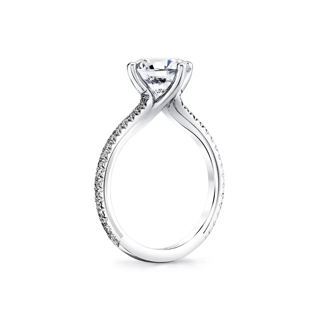 White Gold Iconelle Compass Set Engagement Ring - Uma