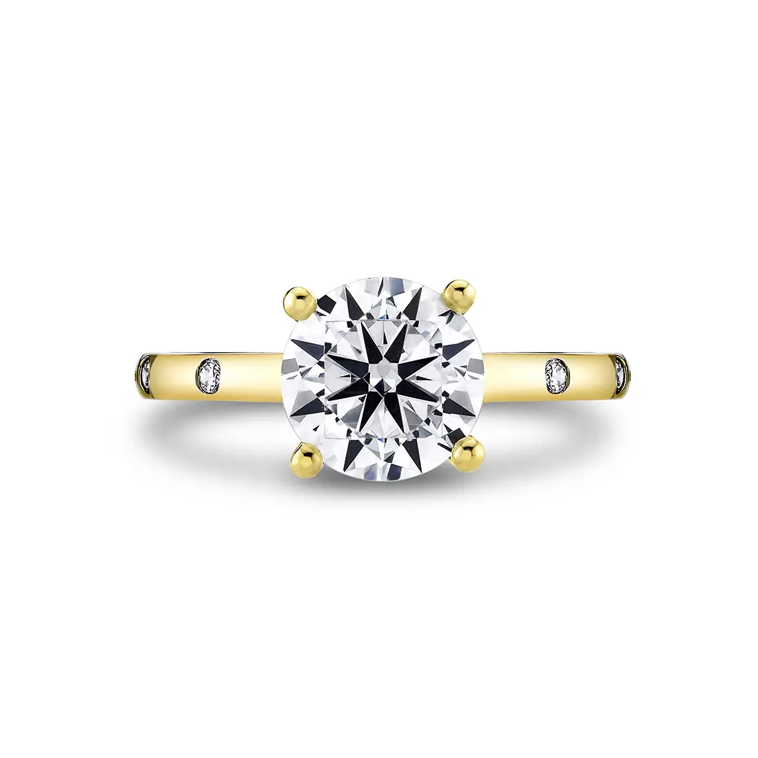 Yellow Gold Iconelle Flush Set Round Engagement Ring - Sedona