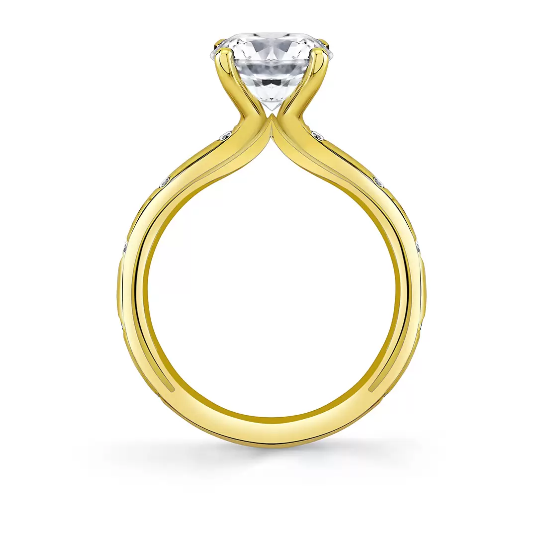 Yellow Gold Iconelle Flush Set Round Engagement Ring - Sedona
