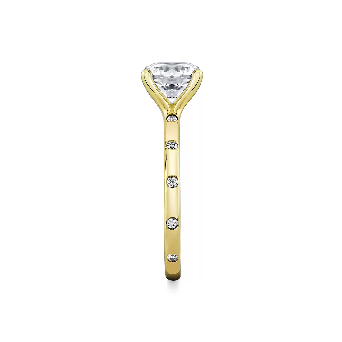 Yellow Gold Iconelle Flush Set Round Engagement Ring - Sedona
