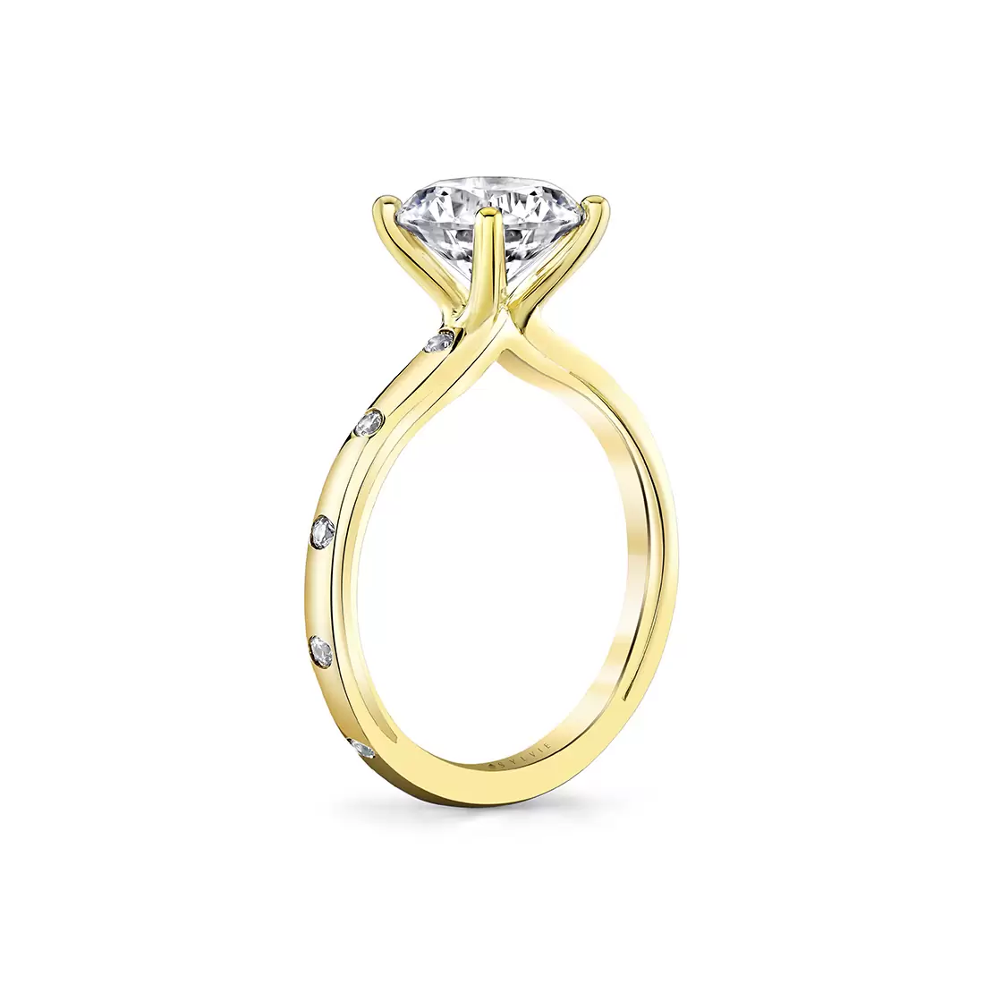 Yellow Gold Iconelle Flush Set Round Engagement Ring - Sedona
