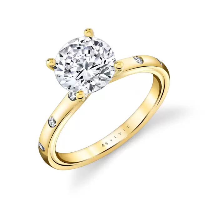 flush set round engagement ring