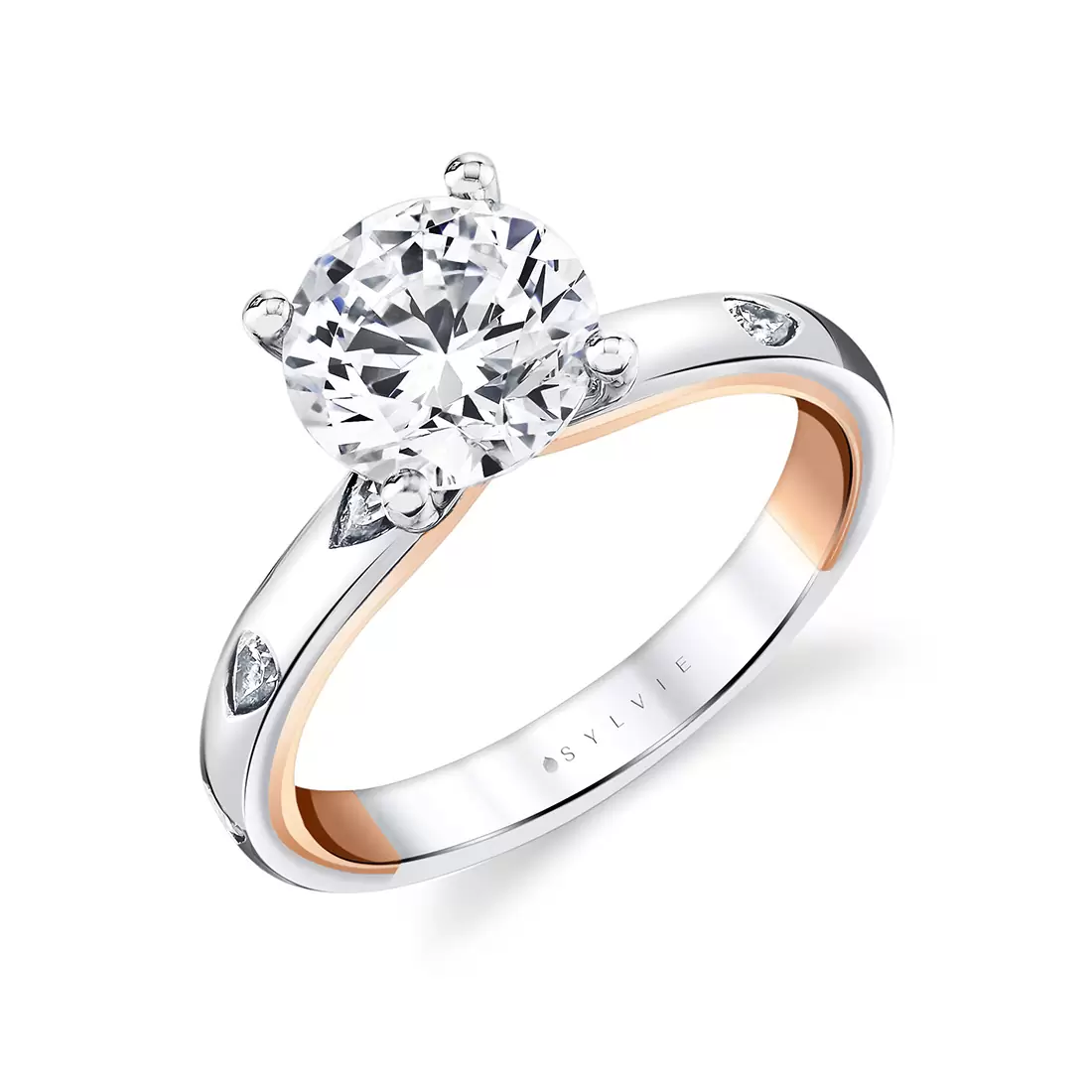 Yellow Gold Iconelle Two Tone Flush Set Pear Engagement Ring - Drew
