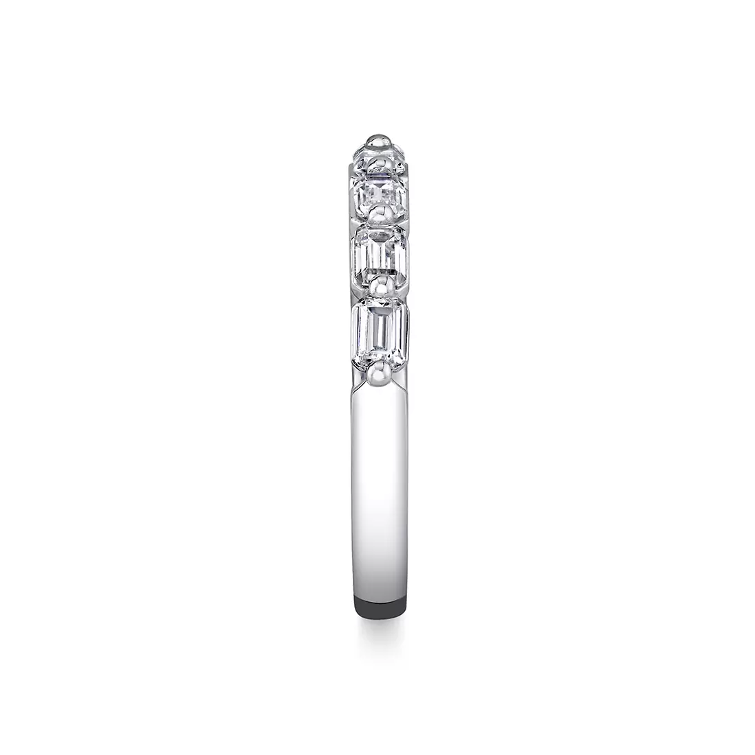 White Gold Shared Prong Baguette Wedding Ring