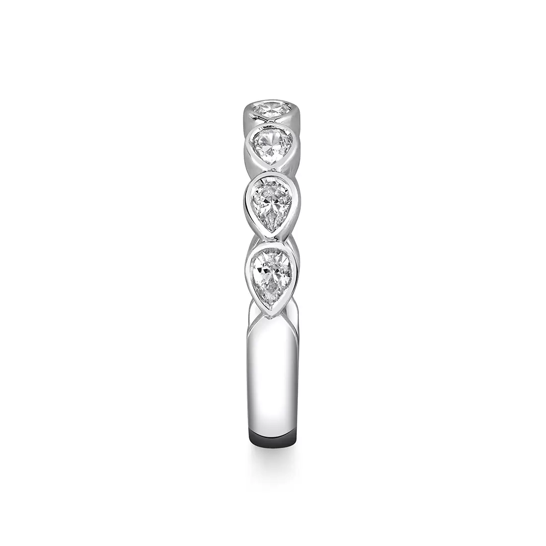 White Gold Pear Shaped Bezel Wedding Ring