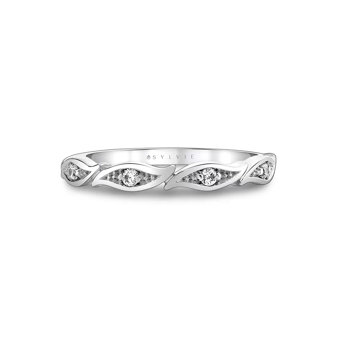 White Gold Tulira Leaf Diamond Wedding Ring