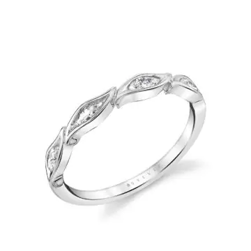 Yellow Gold Tulira Leaf Marquise Diamond Wedding Ring