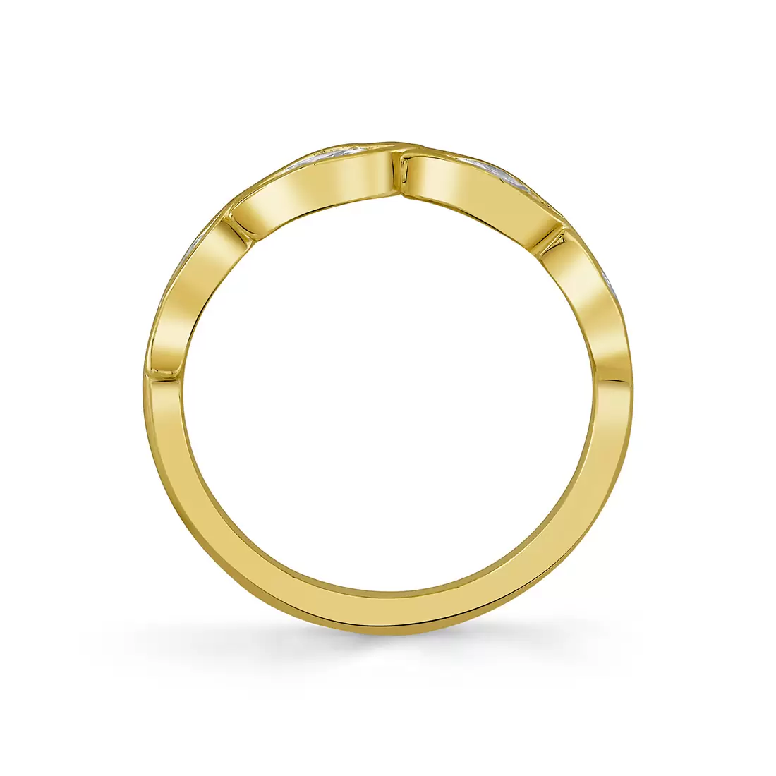 Yellow Gold Tulira Leaf Marquise Diamond Wedding Ring