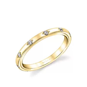 White Gold/Yellow Gold Iconelle Two Tone Shell Flush Set Wedding Ring - Anya