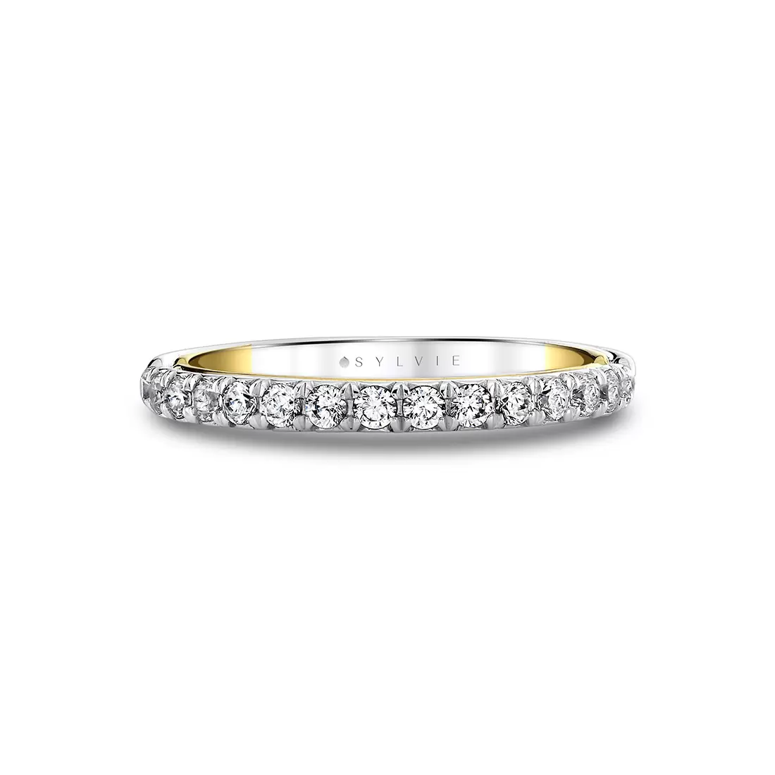Yellow Gold Iconelle Halfway Pinch Two Tone Wedding Ring - Katya