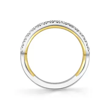 Yellow Gold Iconelle Halfway Pinch Two Tone Wedding Ring - Katya