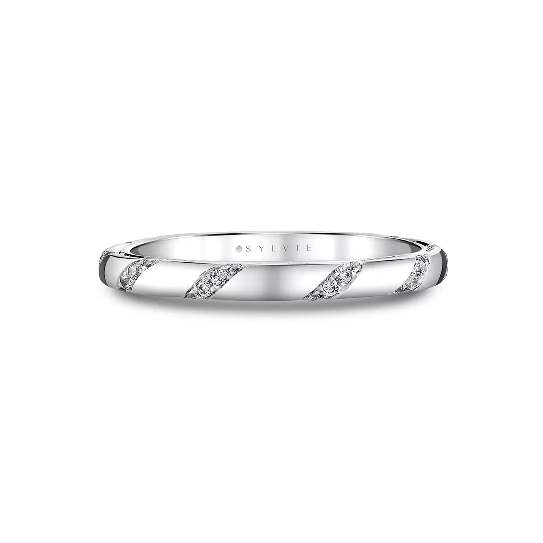 White Gold Iconelle Flush Set Spiral Wedding Ring - Jackie