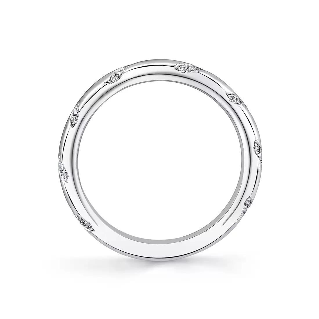 White Gold Iconelle Flush Set Spiral Wedding Ring - Jackie