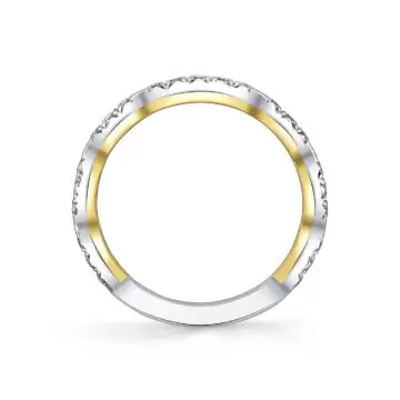 Yellow Gold Iconelle Two Tone Pinched Wedding Ring - Josephine