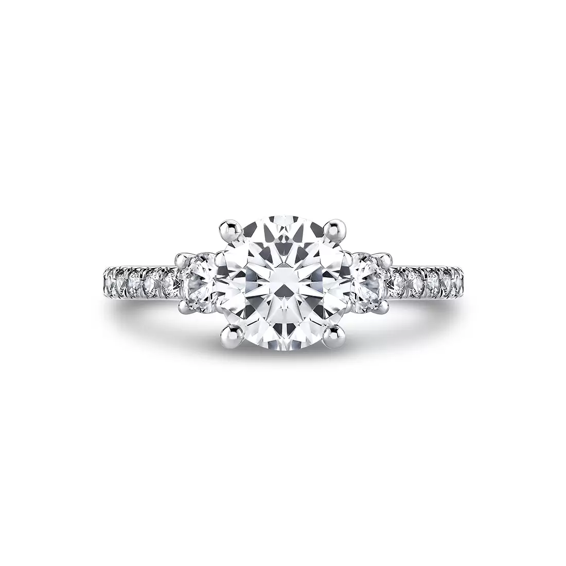 Yellow Gold Iconelle Two Tone Three Stone Engagement Ring - Marie
